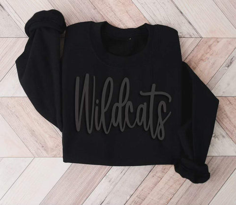 Gildan Adult Black PUFF Wildcats Sweatshirt