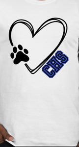 Heart with Paw CHS WHITE